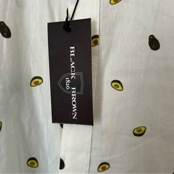 NTW Black Brown Cotton White Avocado Short Sleeves Button Down Shirt Size XXL - Picture 2 of 9